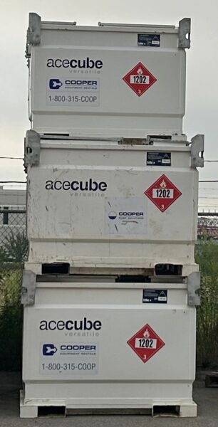 AceCube Versatile Tanks in shop setting, ready for deployment in direct fuelling, emergency backup, or standby fuel applications